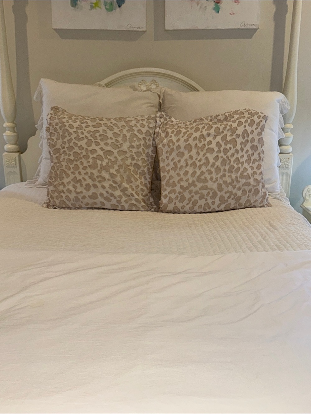 Beige Leopard Print Decorative Pillow Covers - Neutral Chic